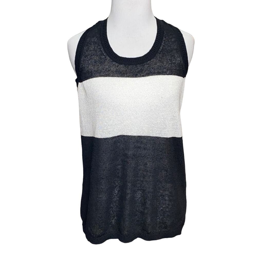 525 America Black & White Stripe Racerback Top M